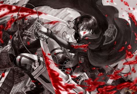 Wallpaper Anime Boys Red Blood Shingeki No Kyojin Comics Levi