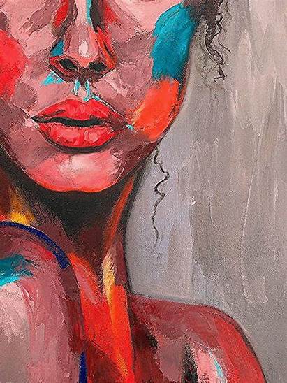 Abstract Painting Face Portrait Woman Emotional Impasto