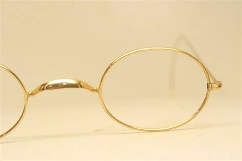 Unused Genuine Vintage Eyeglasses Gold Oval Wire Rim Glasses Antique Frames Nos