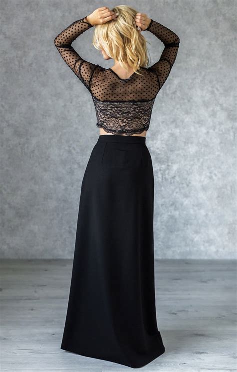 maxi black skirt elegant evening skirt classic black skirt etsy