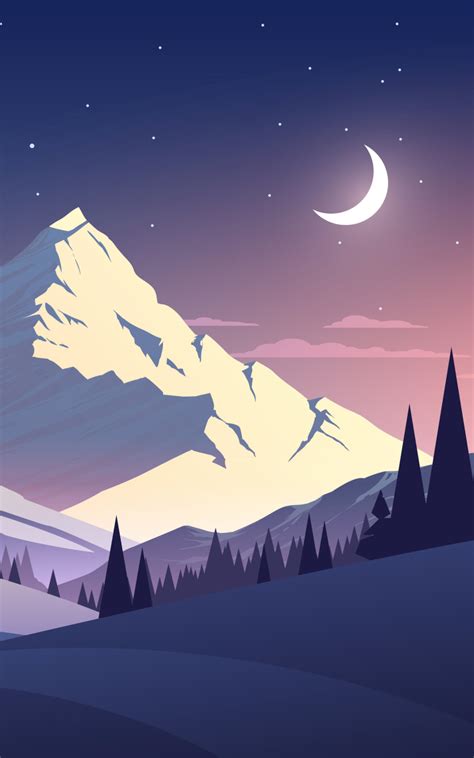 800x1280 Night Mountains Summer Illustration Nexus 7