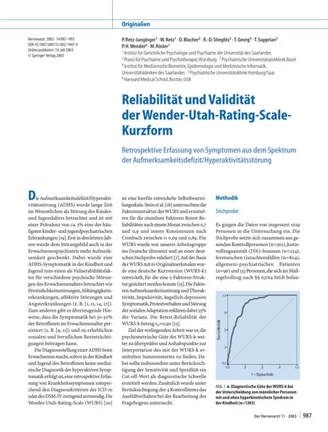 Fragebogen zur erstellung eines angebots. (PDF) Wender Utah Rating Scale (WURS-k) Die deutsche ...
