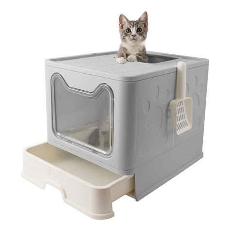 Buy Kittywoo Foldable Cat Litter Box With Lid Jumbo Drawer Cat Litter