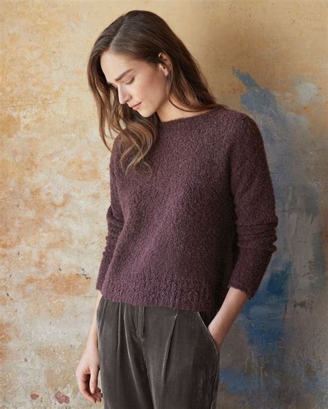 Poetry Alpaca Bouclé Sweater A Neat Short Boxy Sweater In Our