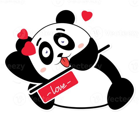 Panda Love Valentine Cartoon Cute 17189105 Png