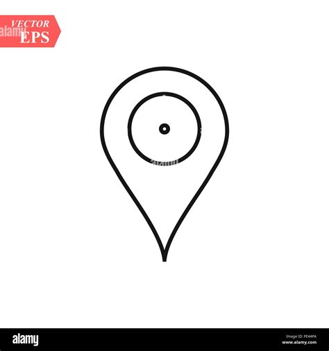Thin Line Pin Drop Icon Outline Geolocation Sign Or Symbol Location