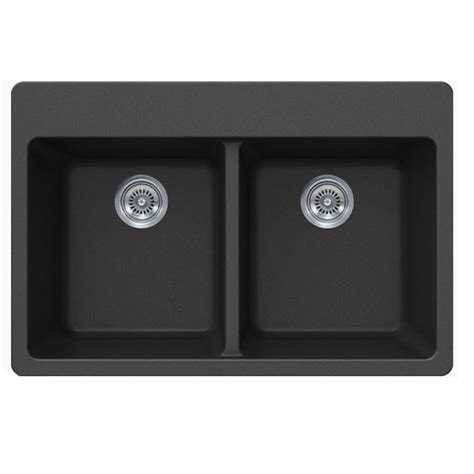 Browse quality kitchen sinks at howdens. Black Quartz Composite Double Bowl Undermount / Drop In ...