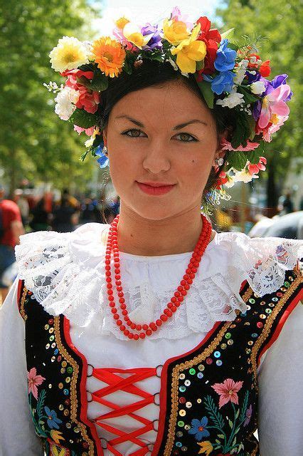 Very Beautiful Woman Polish Krakowski Dancing Costume Poland Food