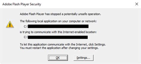 Adobe Flash Player Has Stopped Potentially Unsafe Operation