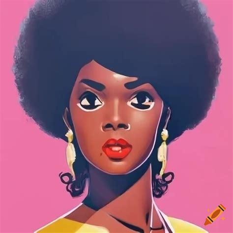 Classic Anime Illustration Of A Beautiful Black Woman