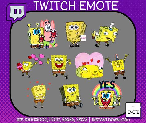 10 X Animated Twitch Emotes Spongebob Twitch Emotes Cute Etsy