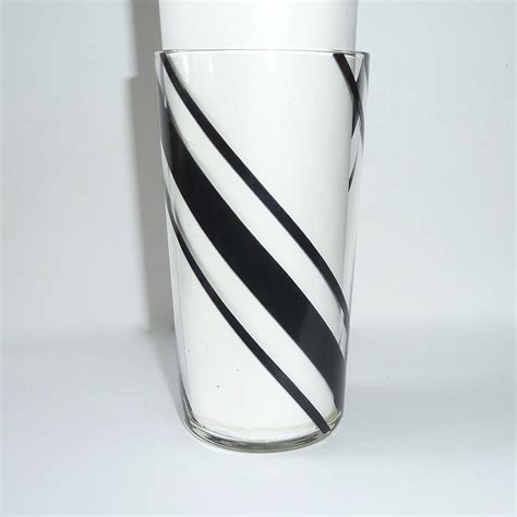 Set Of 6 Art Deco Black Striped Drinking Glasses From Bejewelled On Ruby Lane