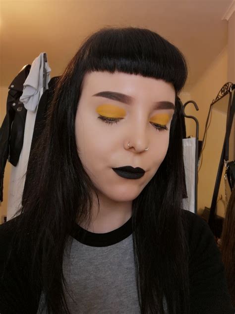 Yellow Eye Shadow And Black Lipstick Black Lipstick Makeup Septum Ring