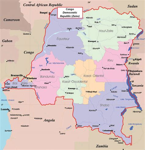 Detailed Administrative Map Of Congo Democratic Republic Congo