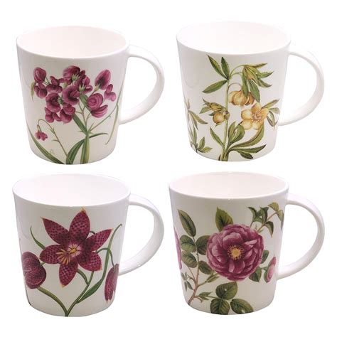 Assorted Floral Mugs Set Of 4 16 Ounce