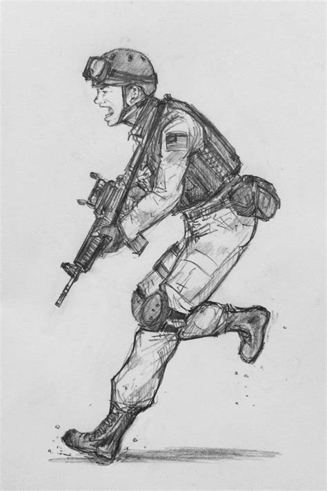 Drawtober 4 Soldier Drawing Army Drawing Military Drawings