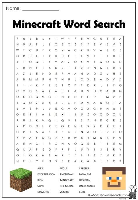 Minecraft Word Search Monster Word Search