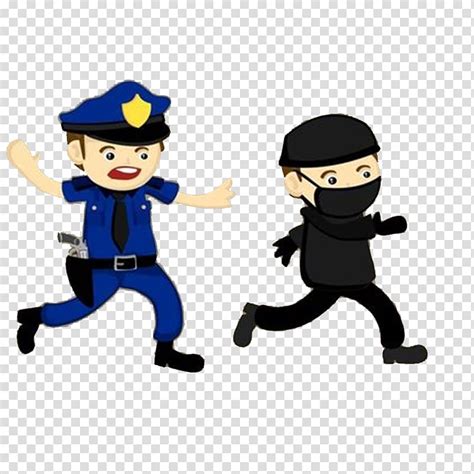 Police Chasing Thief Police Officer Crime Illustration Policeman And