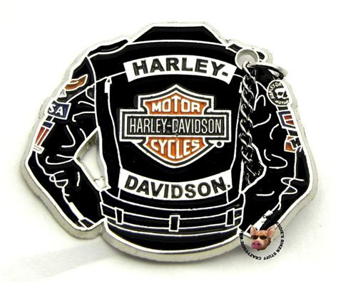 Harley Davidson Leather Jacket Pin With Real Moving Chain Vest Pin