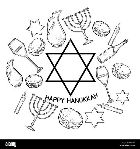 Happy Hanukkah Holiday Greeting Background Traditional Hanukkah