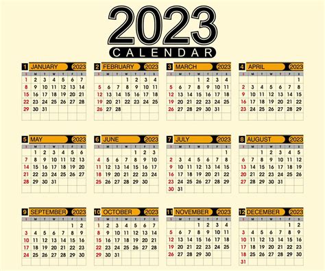 plantilla de calendario mensual para el año 2023 la semana comienza el domingo calendario de
