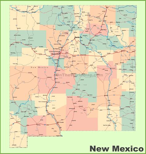 New Mexico Map With Cities And Counties Middle East Political Map