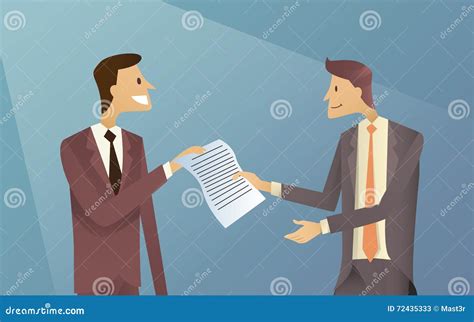 Businessmen Give Paper Document Business Stock Vector Illustration Of