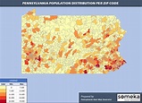 Pennsylvania Zip Code Map and Population List in Excel