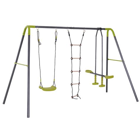 Buy Homcom 3 In 1 Kids Swing Set Double Face To Face Swing Chair