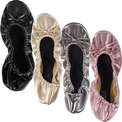 sidekicks foldable ballet flats shoes w carrying case gold medium flats