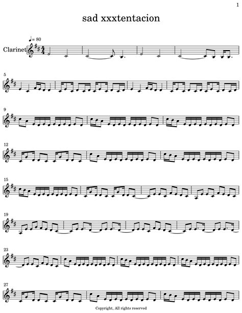 Sad Xxxtentacion Sheet Music For Clarinet