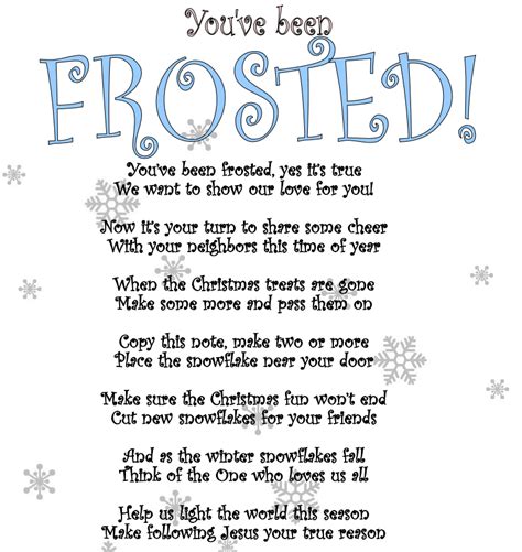 Youve Been Frosted Secret Santa Poem Christmas Entertaining Youve