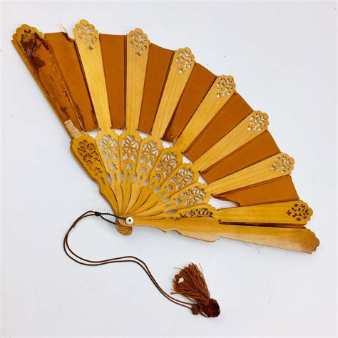 Antique Folding Hand Fan Wood And Fabric 1901 Original Box Rh Etsy