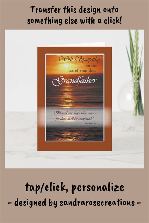 Sympathy Loss Of Grandfather Sunset Over Ocean Card Zazzle
