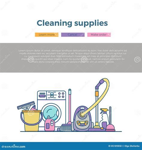 Household Cleaning Supplies Stock Vector Illustration Of Home