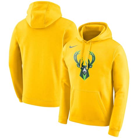 Nike Milwaukee Bucks Yellow City Edition Logo Essential Pullover Hoodie