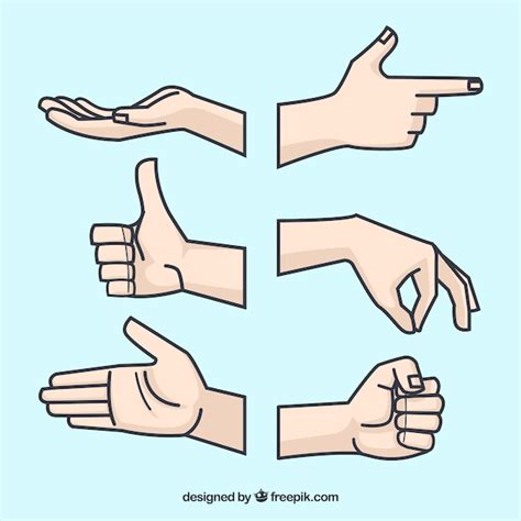 Hands Collection With Different Poses In Flat Syle Free Vector