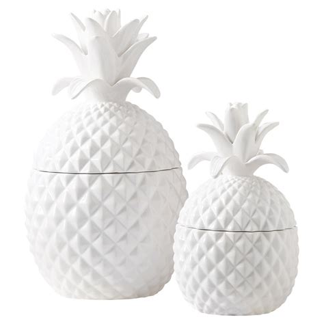This ceramic home decor idea is ideal for gorgeous spring flowers. Modern White Ceramic Pineapple Decorative Jars - Set of 2 ...