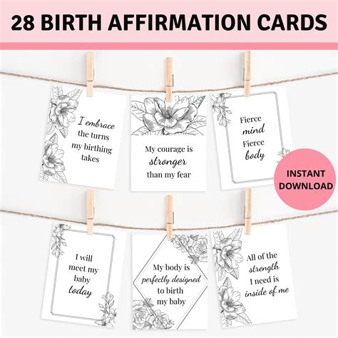 Birth Affirmation Cards Printable Birth Affirmations Etsy
