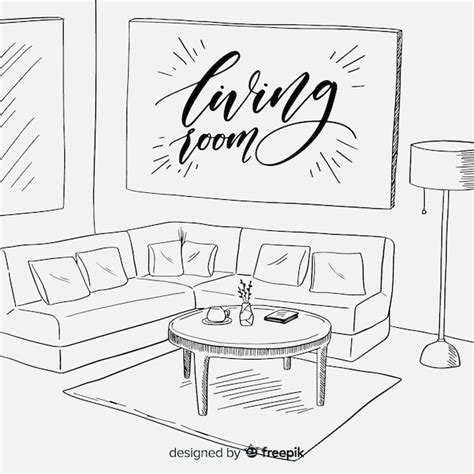 Free Vector Modern Hand Drawn Living Room