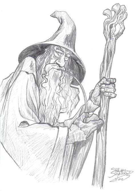 Wizard Character Sketch Gandalf Drawing The Lord Of T