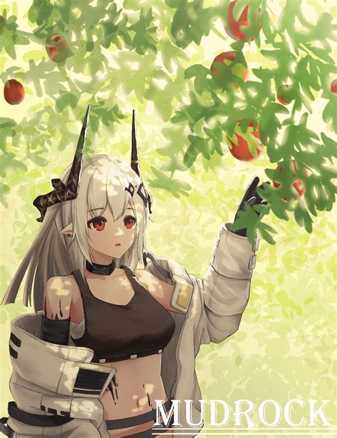 Mudrock Arknights Arknights Chinese Commentary Commentary Request Highres 1girl Apple