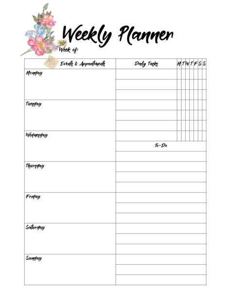 Mary Kay Weekly Plan Sheet Printable