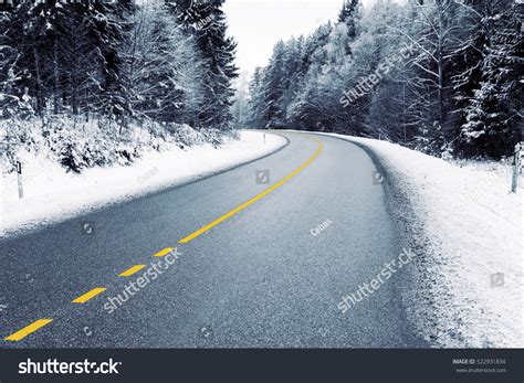 Empty Country Road Snowy Forest Winter Stock Photo 522931834 Shutterstock