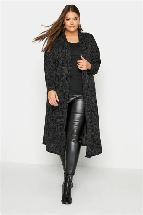 Black Longline Waterfall Cardigan Plus Size 16 To 36 Yours Clothing