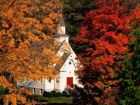 Church In The Woods Old Country Churches Country Church Autumn