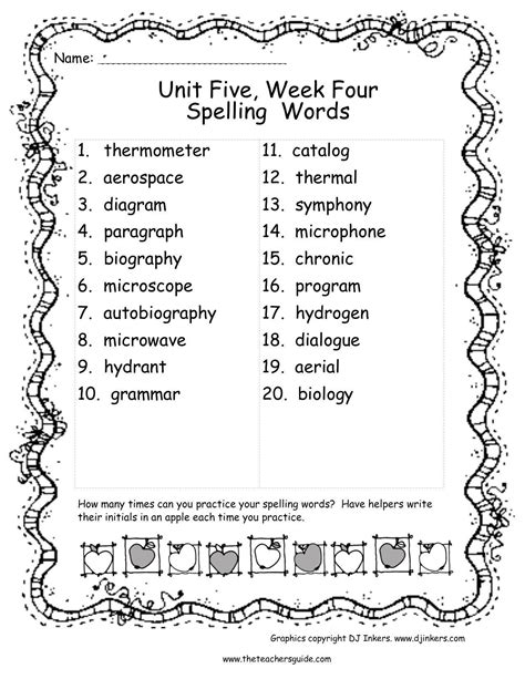 Six Grade Sight Words Printable