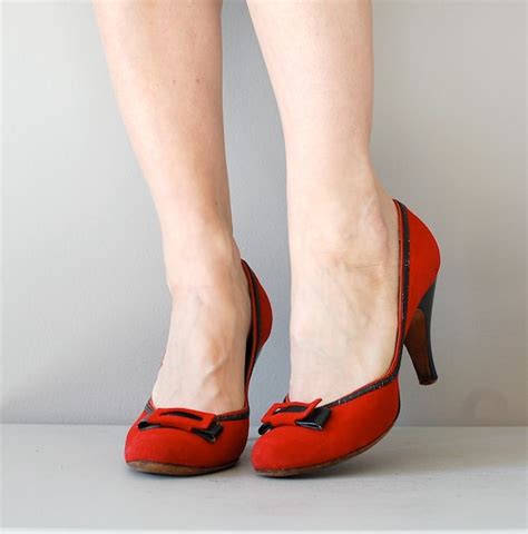 1950s Shoes 50s Red Shoes Red Alert Heels By Deargolden
