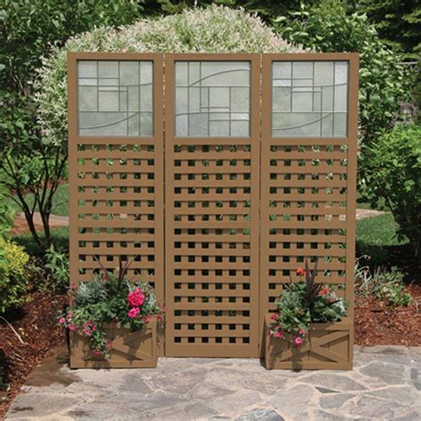 Brown 3 Panel Privacy Screen Room Divider Planter Boxes Home Outdoor