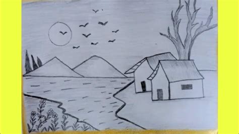Easy Landscape Drawing For Kids And Beginnersscenery Drawinglearn
